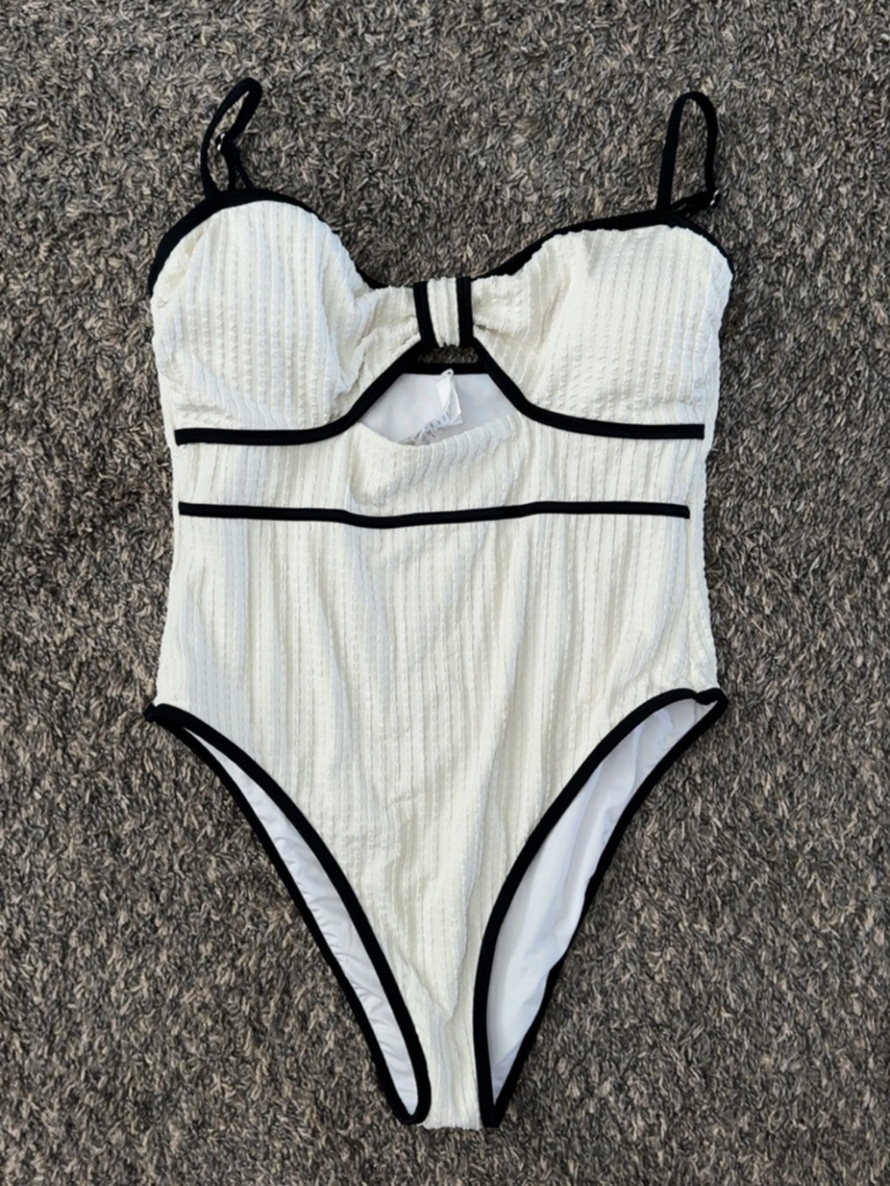White One-Piece Swimsuit with Black Trim